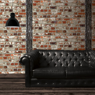 Black leather couch brick wall - andries stock free wallpaper