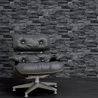 Black leather chair brick wall - andries stock free wallpaper