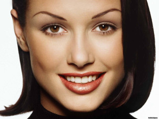 Woman red lip black turtleneck - shaded free wallpaper