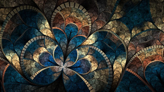 Blue brown gold flower black - a computer free wallpaper