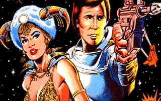 Man woman space guns holding - underground comix free wallpaper