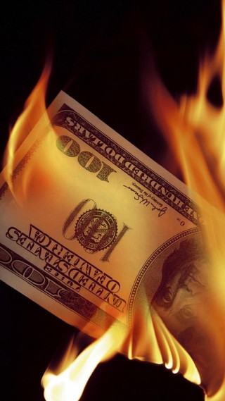Burning hundred dollar bill black - andries stock free wallpaper