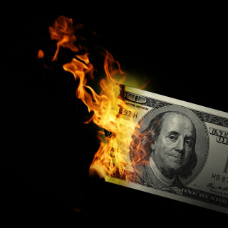 Hundred dollar bill fire black - autodestructive art free wallpaper