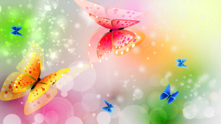 Colorful butterflies bubbles stars background 2 - butterfly free wallpaper