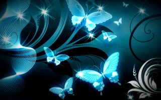Blue background butterflies swirls black - anne stokes free wallpaper for desktop