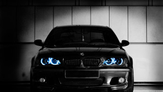 Black car blue eyes garage - a door open free wallpaper