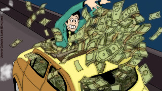 Cartoon man falling car money - eiichiro oda free wallpaper