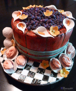 Cake grapes desserts table checkered - boetius adamsz bolswert free wallpaper