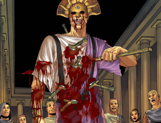 Cartoon roman soldier knife bloody - graphic novel free wallpaper