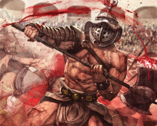Man sword helmet crowd painting - holding free wallpaper