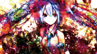 Girl blue hair tie colorful - neoexpressionism free wallpaper