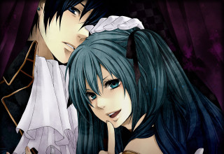 Anime couple posing picture together - a picture together free wallpaper