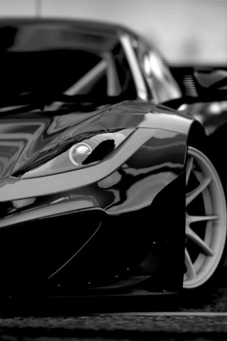 Black white sports car motion - f 8 aperture free wallpaper