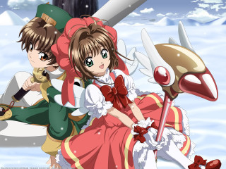 Anime couple snow sword bird - ground free wallpaper