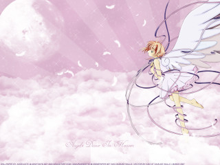 Angel wings flying moon clouds - a white angel free wallpaper