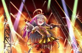 Woman costume stage lights microphone - metal free wallpaper
