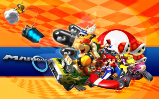 Mario kart characters flying around - this picture free wallpaper