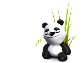 Panda bear sitting grass eyes 3 - wide free wallpaper