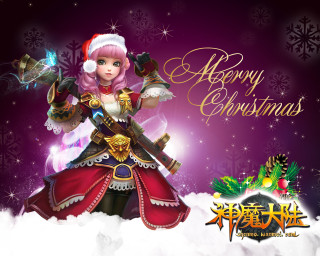 Red dress girl gun christmas - fan qi free wallpaper