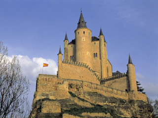 Castle flag hill tree romanesque - a hill side free wallpaper