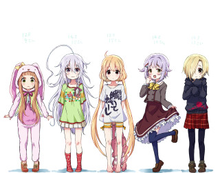 Anime girls group white background - epic scale free wallpaper