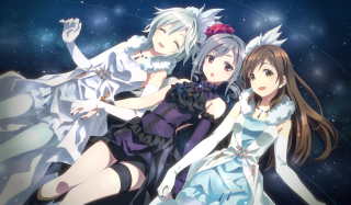 Anime girls man suit star - three anime girl free wallpaper