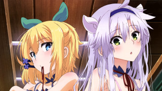 Anime girls blonde hair green 2 - a mirror free wallpaper