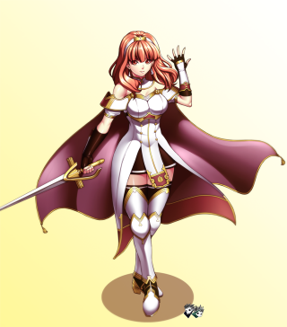 Woman white dress red cape 2 - a sword and a sword free wallpaper