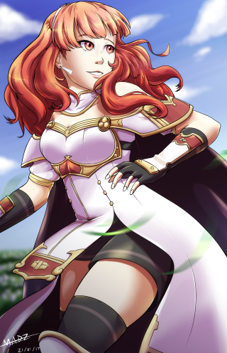 Woman white dress black red 2 - heroic free wallpaper