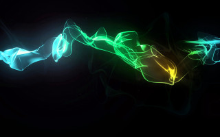 Black background green yellow light 5 - a yellow light in the middle free wallpaper