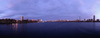 City skyline water dusk purple 3 - the water free wallpaper