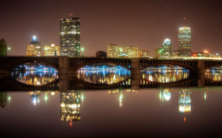 Bridge river city skyline night 2 - a bridge over a river free wallpaper