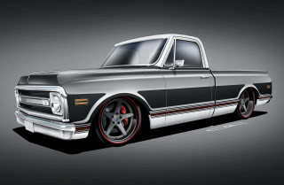 Black white truck red rims - tire free wallpaper