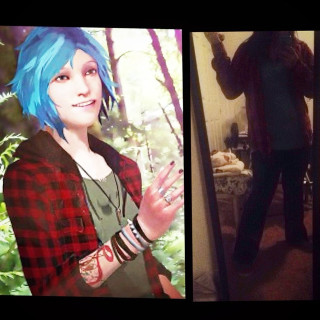 Blue hair jacket mirror cosplay - a picture of herself free wallpaper
