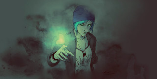 Man holding glowing green light - his hand and a hat free wallpaper