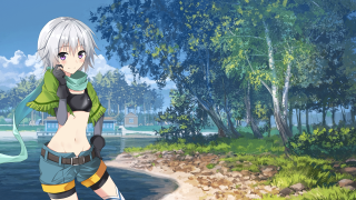 Woman green shirt shorts lake - the background free wallpaper for desktop