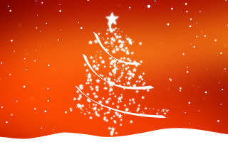 Christmas tree snow red sky - promotional free wallpaper for desktop