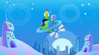 Cartoon man flying object sky - flying free wallpaper