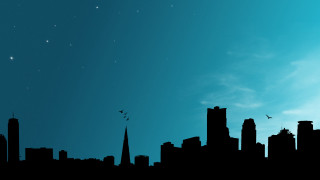 City skyline star filled sky - sky in the background free wallpaper