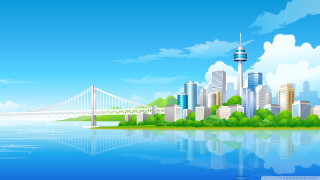 City bridge river blue sky - a bridge and a river in front free wallpaper