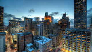 City skyline skyscrapers night clouds - skyscraper free wallpaper