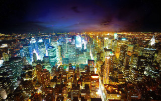 City night lights skyscrapers dark 2 - david lachapelle free wallpaper