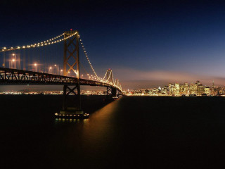 Bridge water night lights city 13 - some water free wallpaper