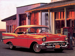 Red white car building gas - the side of the road free wallpaper