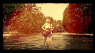 Woman dress guitar river trees - carey morris free wallpaper