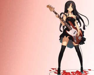 Girl guitar blood floor pink - a pink wall behind her free wallpaper
