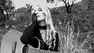 Woman long hair holding guitar - long hair holding free wallpaper
