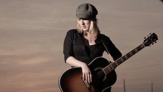 Woman holding guitar black shirt - carey morris free wallpaper
