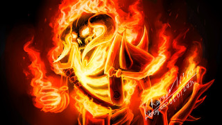 Fire clad man sword helmet - fan art free wallpaper