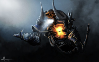 Demon with bow and arrow - a painting of a demon free wallpaper